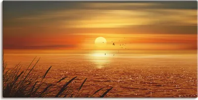 Produktbild von ARTland Leinwandbild Sonnenuntergang über dem Meer Größe: 150x75 cm