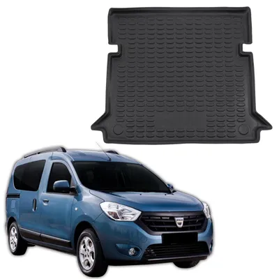 Produktbild von SCOUTT | Kofferraumwanne Laderaumwanne Kompatibel mit Dacia Dokker 2013-2021, mit Hoher Rand, Kofferraum-Schutzmatte, Geriffelt, Aufrollbar, Schwarz