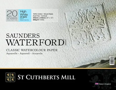 Productafbeelding van ST CUTHBERTS MILL - Saunders Waterford – blok 20 vellen 41 x 31 4 zijden gelijmd – 300 g/m² – fijne korrel, extra wit