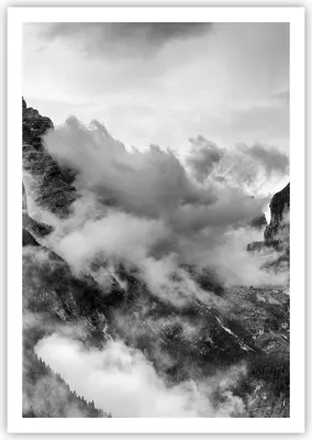 Produktbild von Poster - Poster ohne Rahmen - Berge Nebel Gipfel - 70x100 cm - Wand Bild - Wanddeko - Wandbilder - Kunstposter - Wandposter - Bilder - Kunstdruck - Wanddekoration - Wandbild - P2XPA70x100-3664
