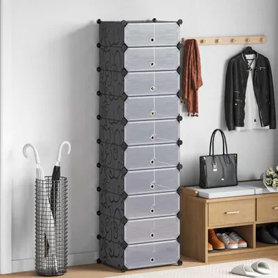 Produktbild von vidaXL Schuh-Organizer Zusammenklappbar mit 10 Fächern Schwarz