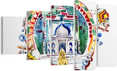 Produktbild von Bild auf Leinwand - Leinwandbild - Elefanten Indien Religion Kultur - 100x60cm - Wand Bild - Wanddeko - Leinwanddruck - Bilder - Kunstdruck - Leinwand bilder - Wandkunst - EG100x60-2980
