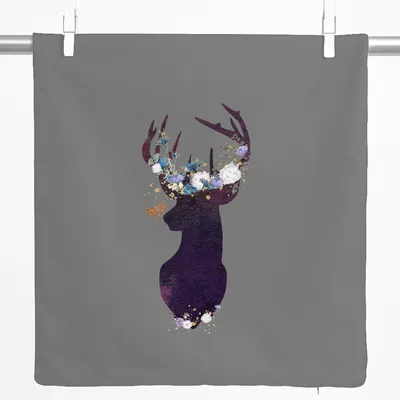 Produktbild von Huuraa Kissenbezug Hirsch Silhouette 40x40cm Steel Grey Baumwolle Dekokissenbezug Geschenkidee