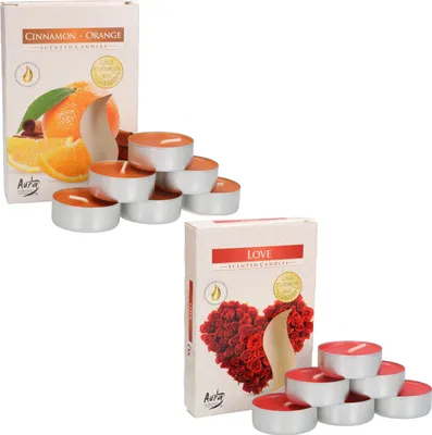 Image de KOTARBAU® Pack de 12 bougies à réchaud parfumées Cinnamon - Orange Love Bougies à réchaud parfumées Durée de combustion 4 heures