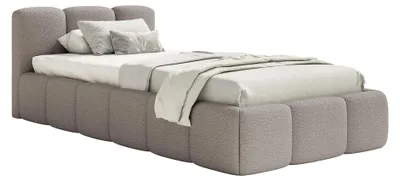 Obrázok produktu pre Selsey Cloudy Low – čalúnená posteľ 90 x 200 cm, úložný priestor a rošt, bouclé svetlosivá