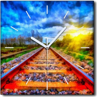 Produktbild von Coloray Uhr auf Leinwand 30x30 cm Wand Uhr Dekoration Wohnzimmer Segeltuch weiße Zeiger -Sonnenunterganglandschaft.