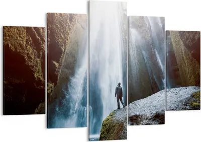 Produktbild von Bild auf Leinwand - Leinwandbild - Berg Wasserfall - 150x100cm - Wand Bild - Wanddeko - Wandbilder - Leinwanddruck - Bilder - Kunstdruck - Wanddekoration - Leinwand bilder - Wandkunst - EA150x100-4093