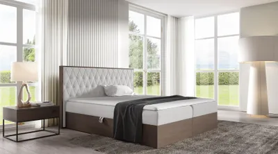 Obrázek produktu pro Kontinentální postel 200x200 CHANTELLE 6 - tmavý dub / světle šedá 2 + topper