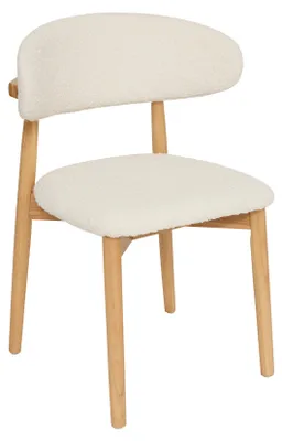 Produktbild von Stuhl aus Massivholz mit Bouclé-Bezug und gepolsterter Rückenlehne