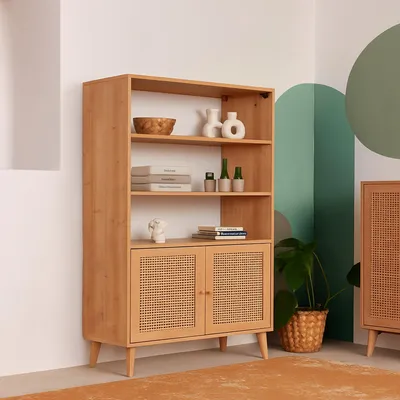 Produktbild von Kommode Dgonz, Wohnzimmerbuffet, Wohnzimmer-Sideboard, Moderne Küchen-Speisekammer, 90x40h110 cm, Eiche