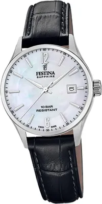 Produktbild von Festina Damenuhr Swiss Made Armbanduhr Leder schwarz D2UF20009/7