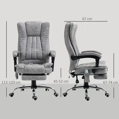 Obrázek produktu pro Kancelářské křeslo Masážní křeslo Funkce vyhřívání Funkce polohování Podnožka šedá 62 x 67 x 113-120 cm