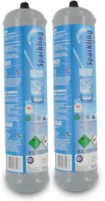 Image de Bouteille de CO₂ jetable de 600 g pour gazéificateur, raccord M11x1 pour distributeurs - gazéificateurs d'eau pétillante, conteneur en acier, lot de 2 bouteilles