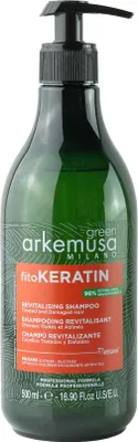 Obrázek produktu pro Arkemusa | Revitalizační šampon - 500 ml - Zelený - Keratinová péče na rostlinné bázi - Pro barvené vlasy