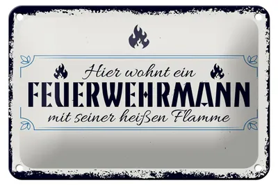 Produktbild von Blechschild Spruch 18x12cm Hier wohnt ein Feuerwehrmann Dekoration