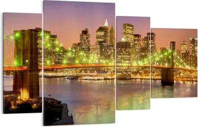 Produktbild von Bild auf Leinwand - Leinwandbild - New York Brücke - 120x70cm - Wand Bild - Wanddeko - Wandbilder - Leinwanddruck - Bilder - Kunstdruck - Wanddekoration - Leinwand bilder - Wandkunst - DL120x70-3517