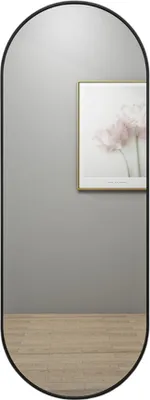 Productafbeelding van SensaHome ovale wandspiegel – minimalistisch design – wandspiegel met metalen frame – modern – spiegel voor de kleedkamer – 50x160 cm – zwart