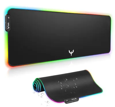 Obrázek produktu pro Herní podložka pod myš - Velká - 800 x 300 mm - RGB podsvícení - Černá