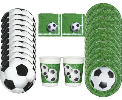 Image de Vaisselle jetable, thème football, articles de fête, GRIS FONCÉ