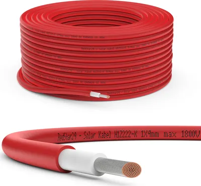 Produktbild von Solarkabel 4mm²  Solarleitung PV Kabel für Photovoltaik Anlagen Kupfer 5m-100m Rot 30m