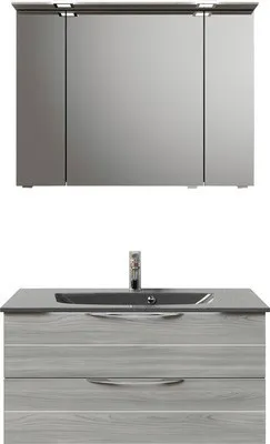 Produktbild von Pelipal Badmöbel-Set Sunline 300 BxHxT 97 x 200 x 48 cm Frontfarbe sangallo grau Badmöbel-Set mit Waschtisch Mineralmarm