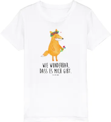 Produktbild von Mr. & Mrs. Panda Kleinkinder T-Shirt Fuchs Blumen 7-8 Jahre (122/128) - Weiß - Geschenk, Selbstbewusst, Teenager, Kindershirt, Kinder Jungen, für, Ich, Blume, Mich, Boho