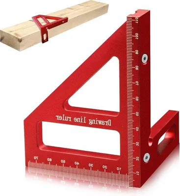 Productafbeelding van Aluminium verstekzaag met 45/90-graden hoek, 3D-liniaal en driehoeksschaal