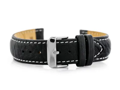 Obrázok produktu pre Kožený remienok na hodinky W05XL čierny/biely - 20 mm