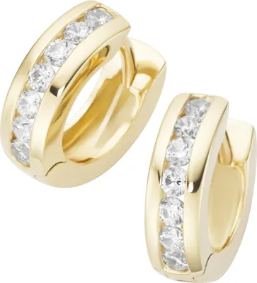 Produktbild von Klappcreolen Luigi Merano mit Zirkonia in Kanalfassung, Gold 375 Gold Onesize