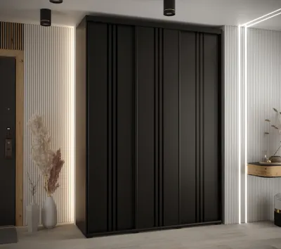 Produktbild von Kleiderschrank ASIRI 6 - 170/45 cm, schwarz/schwarz