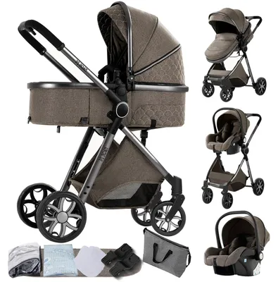 Zdjęcie produktu dla Kompaktowy wózek 3 w 1: wózek dziecięcy, fotelik samochodowy, kołyska. Model: Variant, kolor: czekoladowy
