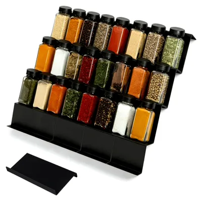Produktbild von 16-teiliges Gewürzregal für Schubladen, 11,5 x 23 cm, Schwarz