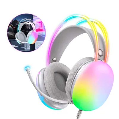 Produktbild von Stereo Gaming-Headset mit Mikrofon, Mädchen Frauen Kopfhörer USB Kompatibel mit PC PS4 PS5 Xbox One, mit Surround-Sound, RGB, Geräuschunterdrückung
