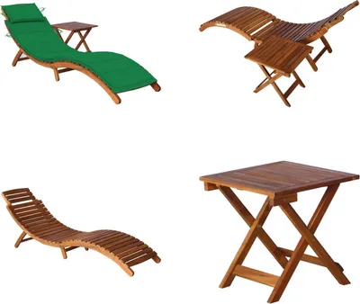 Produktbild von vidaXL Sonnenliege mit Tisch und Auflage Massivholz Akazie - Sonnenliege Mit Tisch - Sonnenliegen Mit Tischen - Holz-Sonnenliege Mit Tisch - Holz-Sonnenliegen Mit Tischen