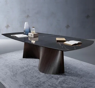 Produktbild von Schwarzer Marmortisch Designer Esszimmertische Holzstruktur