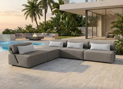 Produktbild von TRADA Gartensofa lounge set BALI L Beige Wasserabweisend Stoff Modern Design Ecksofa