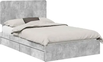 Image de Lit de Rangement Gris béton 135 x 190 cm Bois d'ingénierie