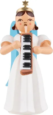 Produktbild von Faltenlangrockengel mit Melodika, farbig (6,6cm) von Blank Kunsthandwerk