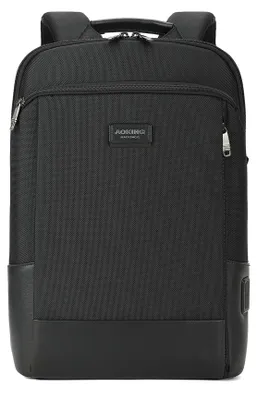 Image de Sac à dos noir en polyester, avec fermeture éclair, plusieurs compartiments multifonctionnels et bandoulière réglable