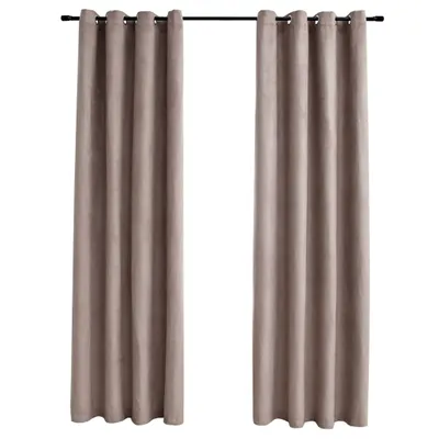 Image de vidaXL Rideaux occultants avec œillets métalliques 2 pcs. Taupe 140x225 cm