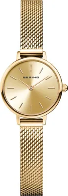 Produktbild von Damenarmbanduhr BERING 11022-333 in klassischer, goldener Mode mit Schmuckelementen.