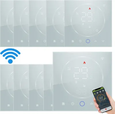 Zdjęcie produktu dla termostat WiFi 10X Tuya, cyfrowy termostat pokojowy LCD, termostat ścienny z ogrzewaniem wodnym 3A, termostat podtynkowy z ogrzewaniem podłogowym, termometr wewnętrzny kompatybilny z termostatami pokojowymi Tmall Genie, Amazon Echo, Google Home