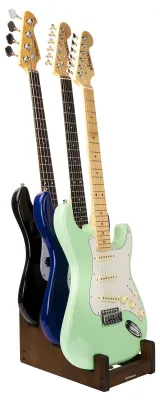 Produktbild von Holz-Gitarrenständer für 3 Gitarren mit Frontdisplay