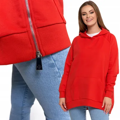 Produktbild von Damen-Sweatshirt mit Kapuze, Baumwolle, modisch, Oversize, weich, MORAJ M ROT
