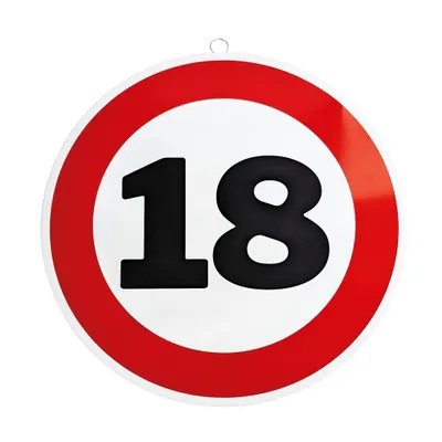Produktbild von Metallschild mit Verkehrszeichen als Dekoration zum 18. Geburtstag