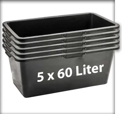 Produktbild von 5 Stk. 60 Liter Mörtelkasten Pflanzwanne Tuppe Zementkübel Maurerkasten