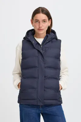 Produktbild von OXMO OXMariann Herren Steppweste Weste Outdoor-Weste mit Kapuze regulierbarem Elastikband Eingrifftaschen Reißverschluss Regular fit