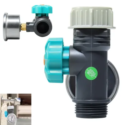 Produktbild von Einstellbarer Wasserdruckregler mit Manometer,  G3/4" Außengewinde, Bewässerungscontroller für Gewächshaus & Garten – Druckminderer mit Druckanzeige