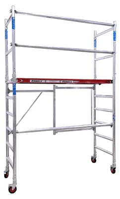 Obrázek produktu pro Lešení typu A + B – pracovní výška 4 metry – hliníkové – šedé – mobilní lešení
