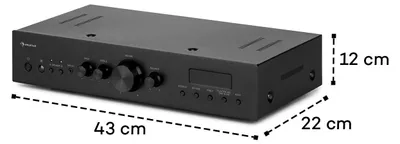 Zdjęcie produktu dla Auna Wzmacniacz, Mini wzmacniacz stereo HiFi, Wzmacniacz HiFi z regulacją basów i tonów wysokich, 2-kanałowy wzmacniacz audio, Wzmacniacz stereo z pilotem i radiem DAB, AV Receiver